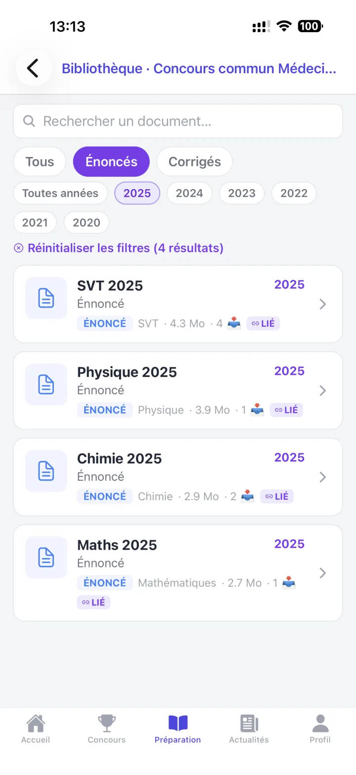 Examens nationaux passés